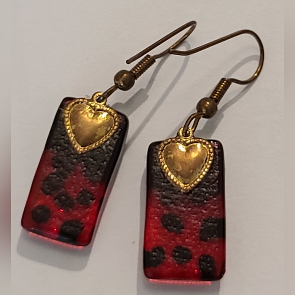 VINTAGE 2 PCS SET FUSED GLASS LAMPWORK PENDANT NECKLACE & EARRINGS - Picture 5 of 16